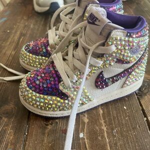 Nike Purple and White Sneakers with Rhinestone Accents